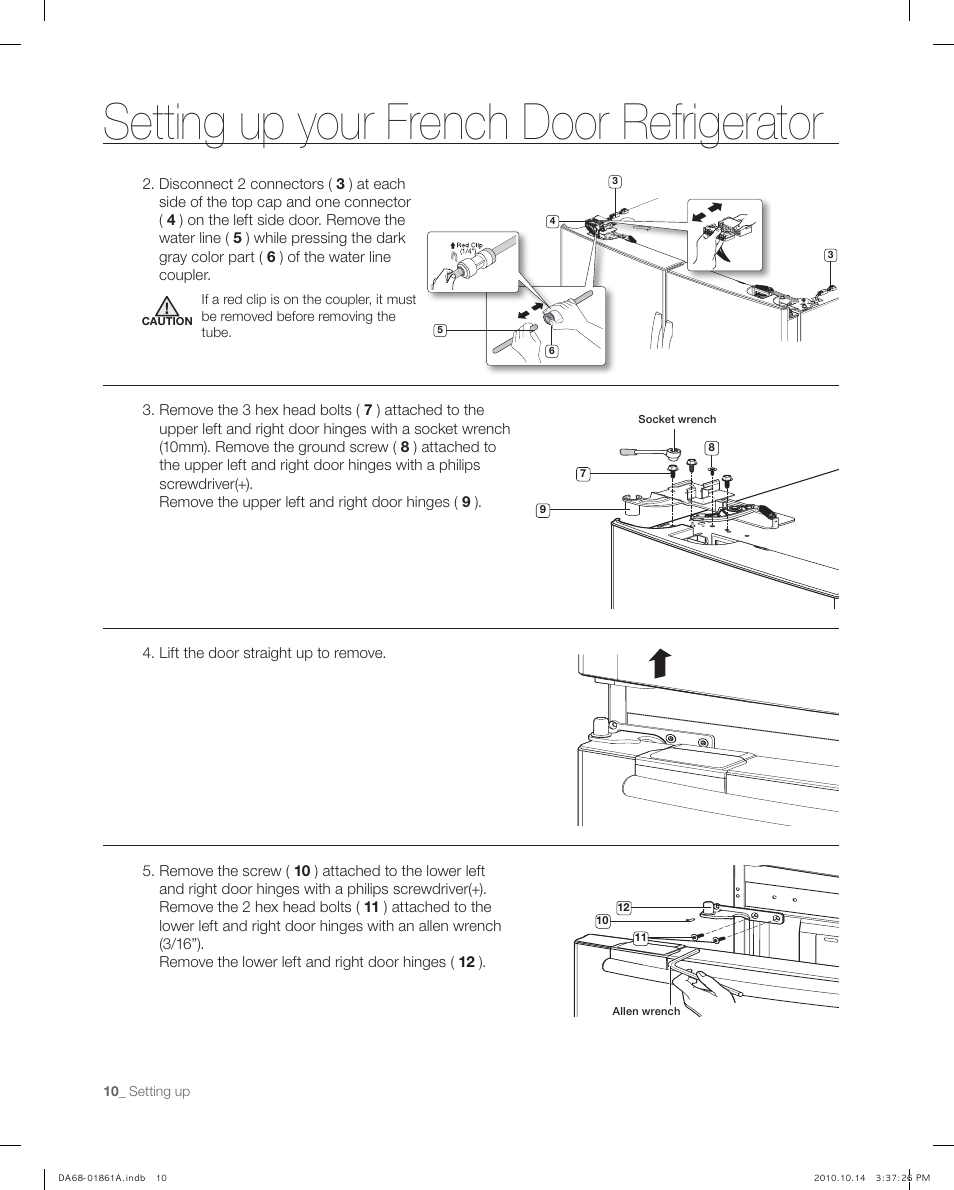 Setting up your french door refrigerator | Samsung RF268ACBP-XAA User Manual | Page 10 / 42