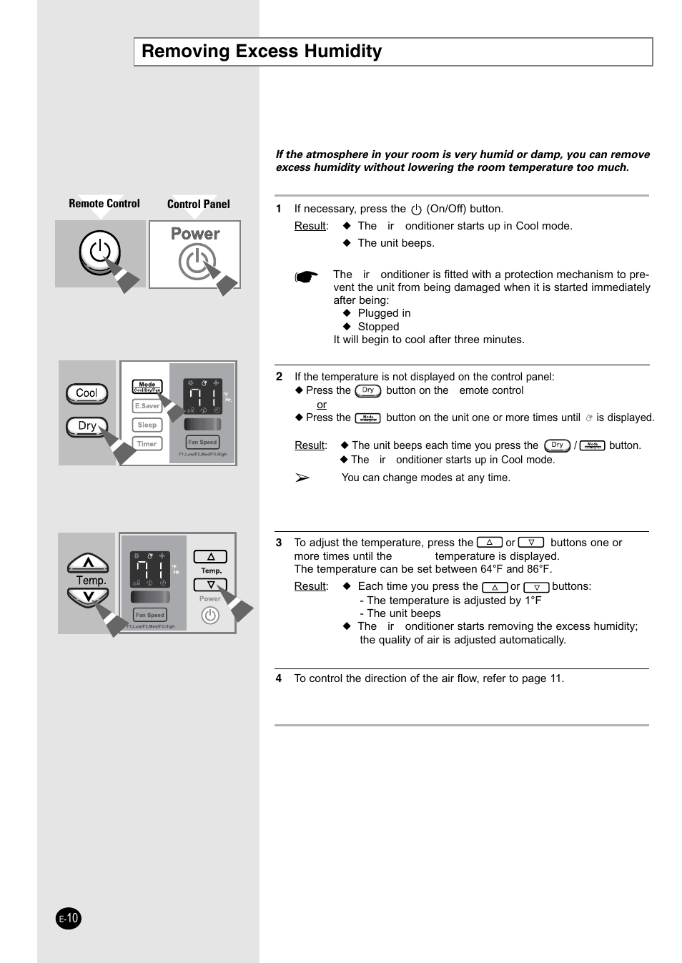 Removing excess humidity | Samsung AW25ECB8XAA User Manual | Page 10 / 29