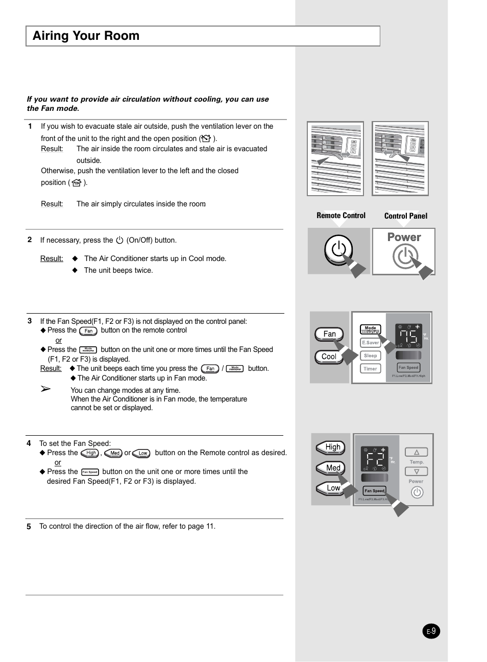 Airing your room | Samsung AW25ECB8XAA User Manual | Page 9 / 29