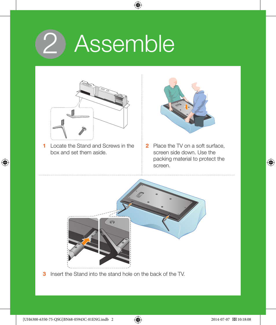 Assemble | Samsung UN75H6350AFXZA User Manual | Page 2 / 10