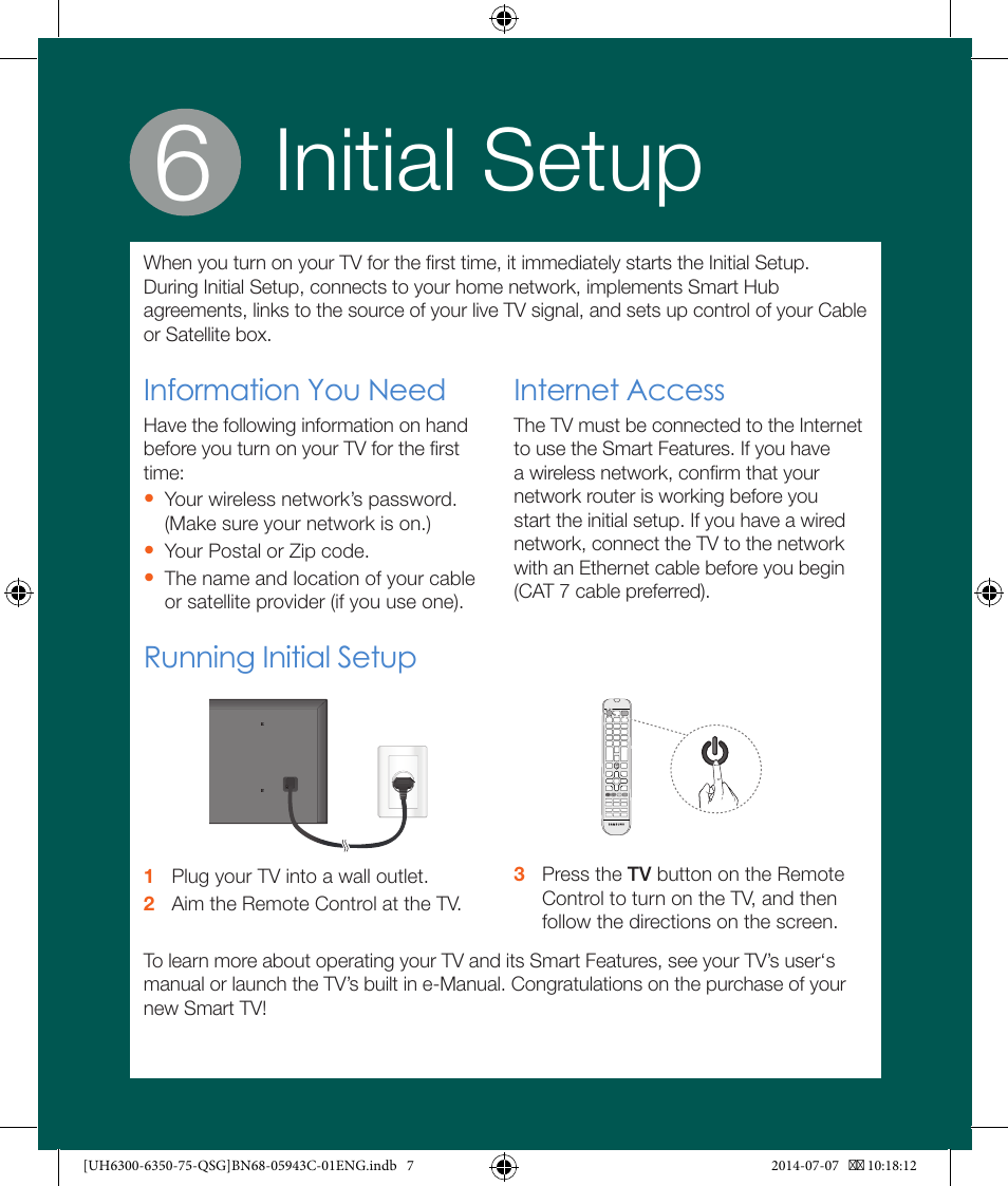 Initial setup | Samsung UN75H6350AFXZA User Manual | Page 7 / 10