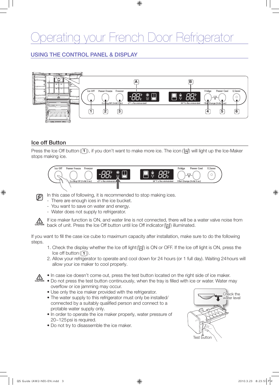 Operating your french door refrigerator | Samsung RFG293HAWP-XAA User Manual | Page 3 / 9