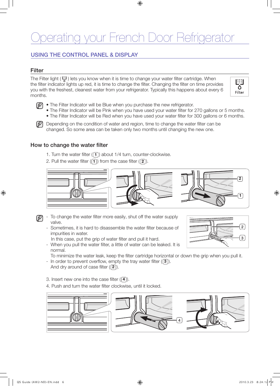 Operating your french door refrigerator | Samsung RFG293HAWP-XAA User Manual | Page 6 / 9