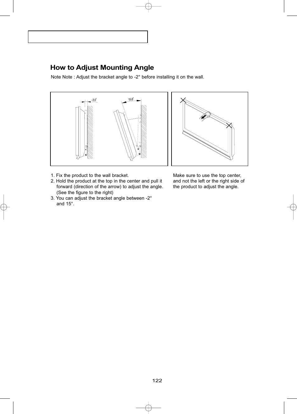 How to adjust mounting angle | Samsung LNR469DX-XAA User Manual | Page 128 / 134