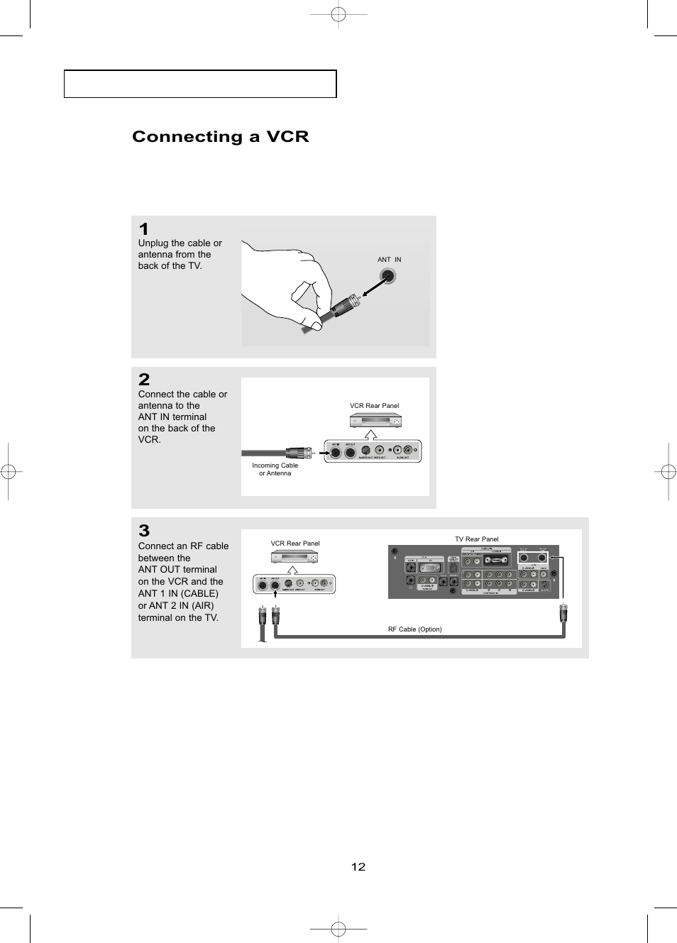 Connecting a vcr | Samsung LNR469DX-XAA User Manual | Page 18 / 134