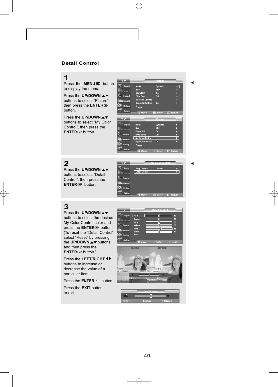 Detail control | Samsung LNR469DX-XAA User Manual | Page 55 / 134