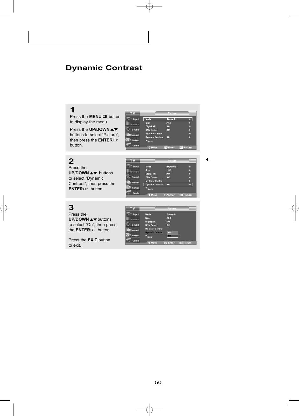 Dynamic contrast | Samsung LNR469DX-XAA User Manual | Page 56 / 134