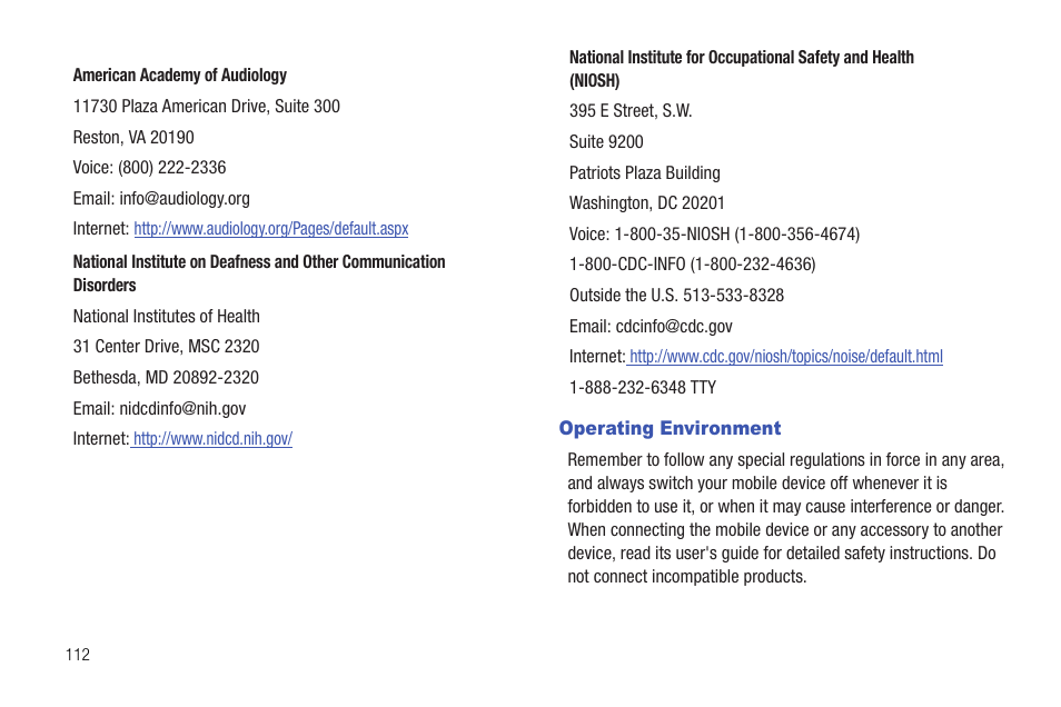 Operating environment | Samsung SCH-R720ZRAXAR User Manual | Page 116 / 135