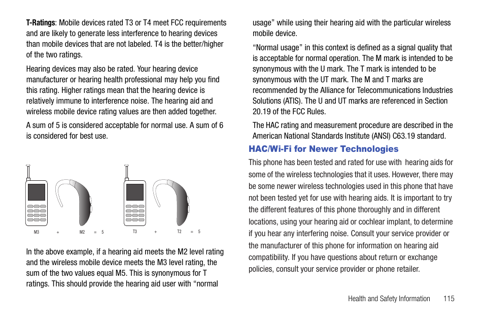 Hac/wi-fi for newer technologies | Samsung SCH-R720ZRAXAR User Manual | Page 119 / 135