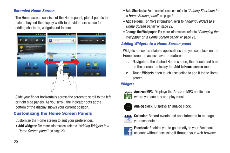 Customizing the home screen panels | Samsung SCH-R720ZRAXAR User Manual | Page 24 / 135