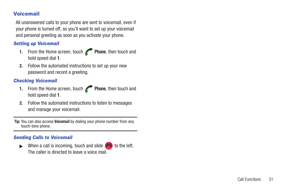 Voicemail | Samsung SCH-R720ZRAXAR User Manual | Page 35 / 135
