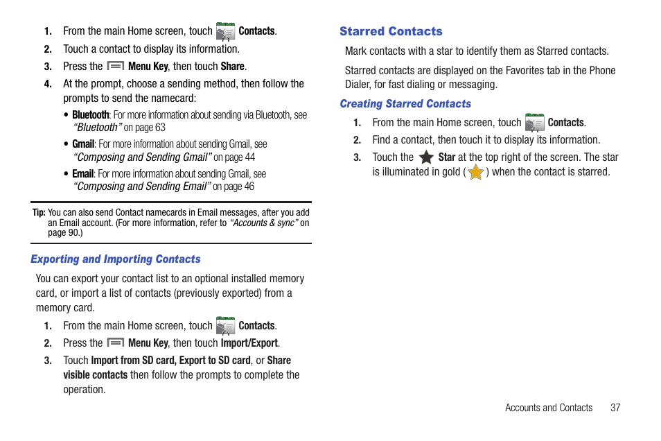 Starred contacts | Samsung SCH-R720ZRAXAR User Manual | Page 41 / 135