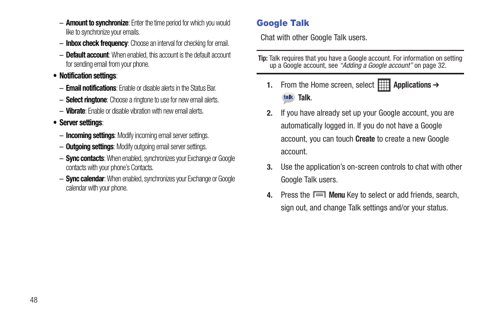 Google talk | Samsung SCH-R720ZRAXAR User Manual | Page 52 / 135
