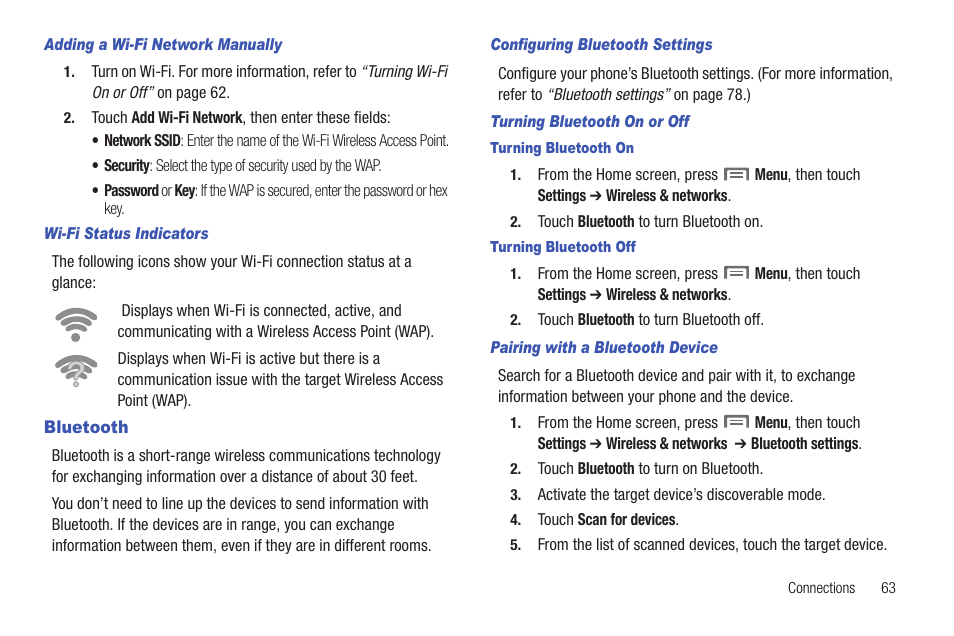 Bluetooth | Samsung SCH-R720ZRAXAR User Manual | Page 67 / 135