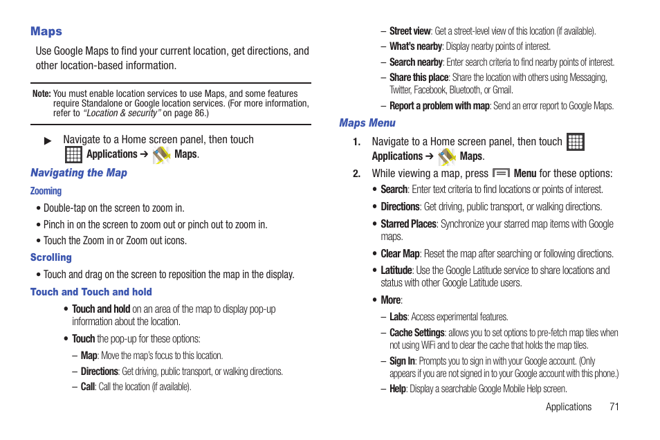 Maps | Samsung SCH-R720ZRAXAR User Manual | Page 75 / 135