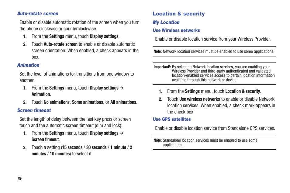 Location & security | Samsung SCH-R720ZRAXAR User Manual | Page 90 / 135