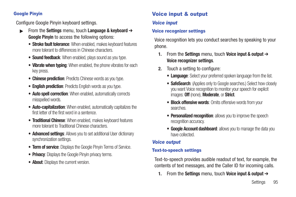 Voice input & output | Samsung SCH-R720ZRAXAR User Manual | Page 99 / 135