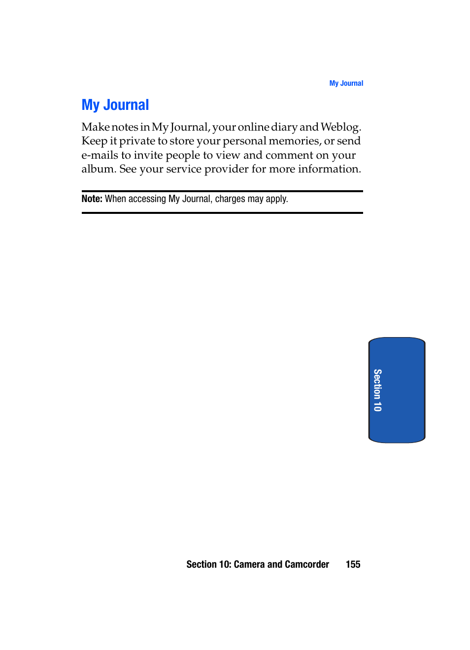 My journal | Samsung SGH-T509TSATMB User Manual | Page 159 / 206