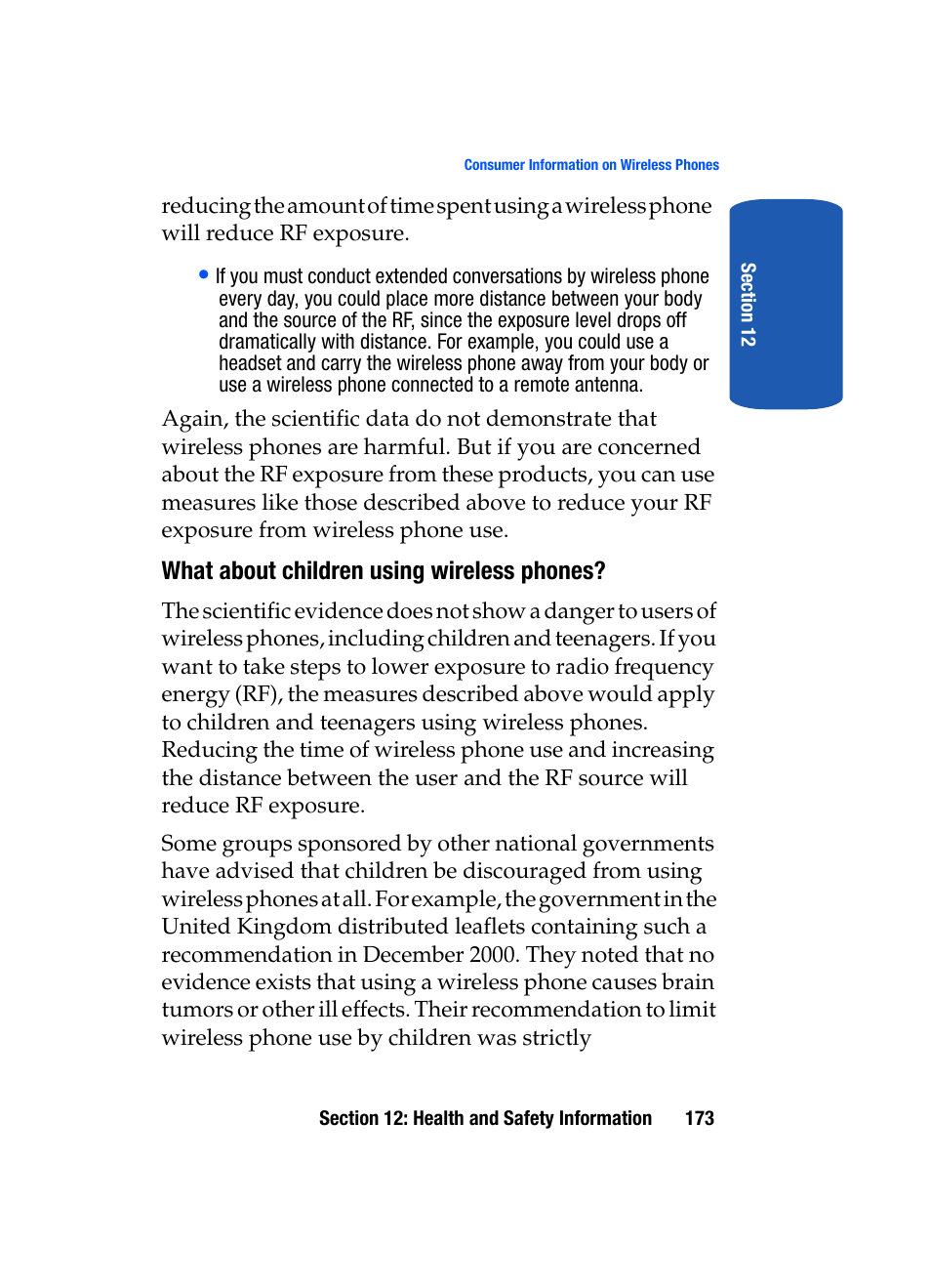 What about children using wireless phones | Samsung SGH-T509TSATMB User Manual | Page 177 / 206