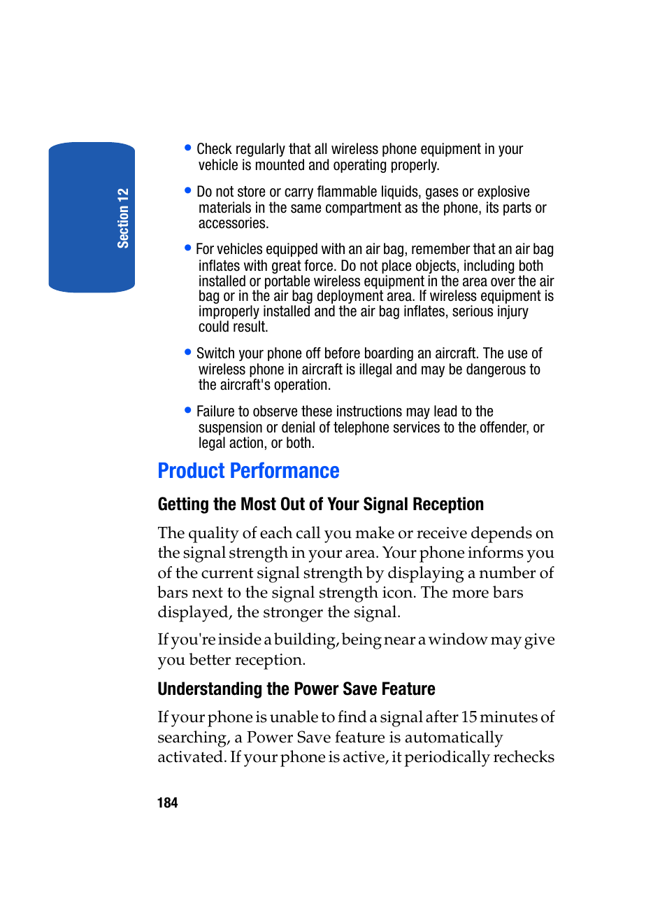 Product performance | Samsung SGH-T509TSATMB User Manual | Page 188 / 206