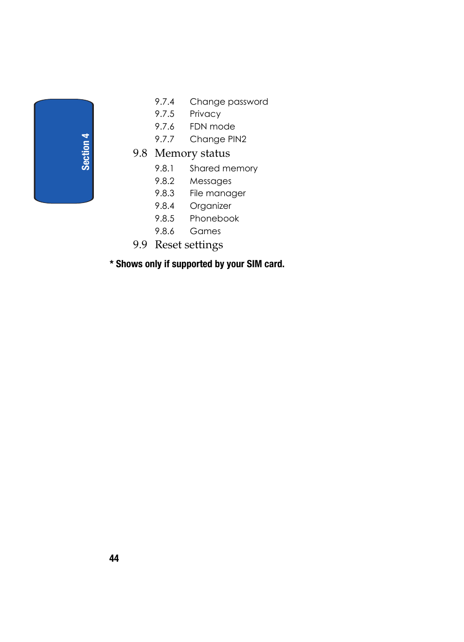 9 reset settings | Samsung SGH-T509TSATMB User Manual | Page 48 / 206