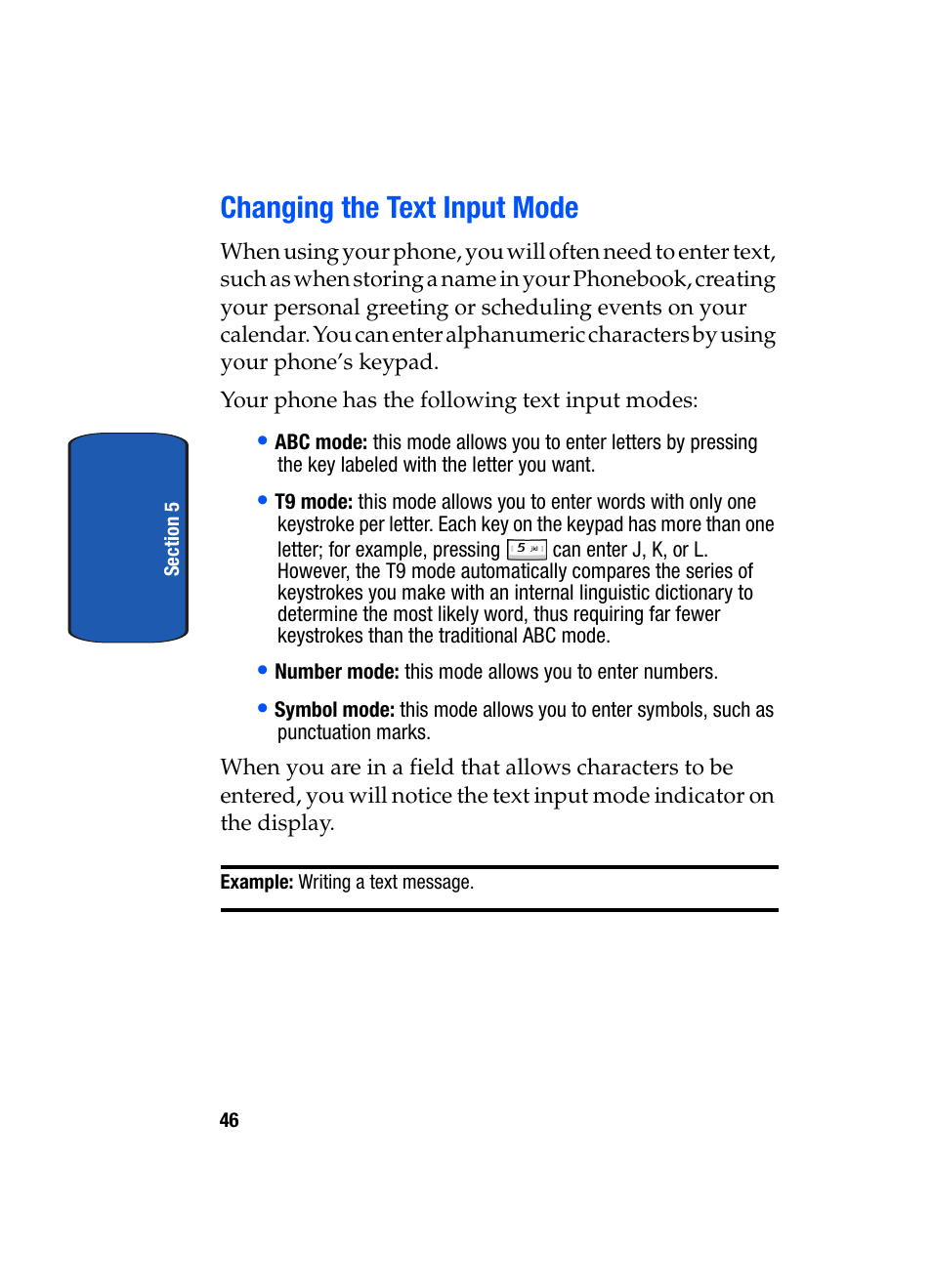 Changing the text input mode | Samsung SGH-T509TSATMB User Manual | Page 50 / 206