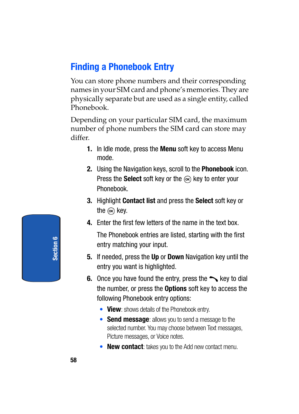 Finding a phonebook entry | Samsung SGH-T509TSATMB User Manual | Page 62 / 206