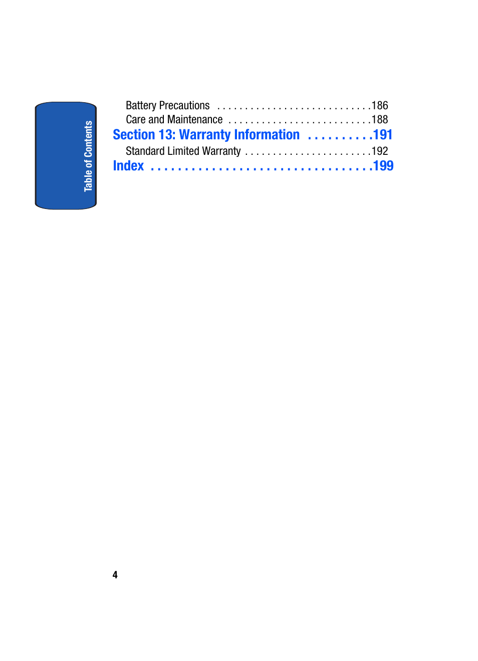 Index | Samsung SGH-T509TSATMB User Manual | Page 8 / 206