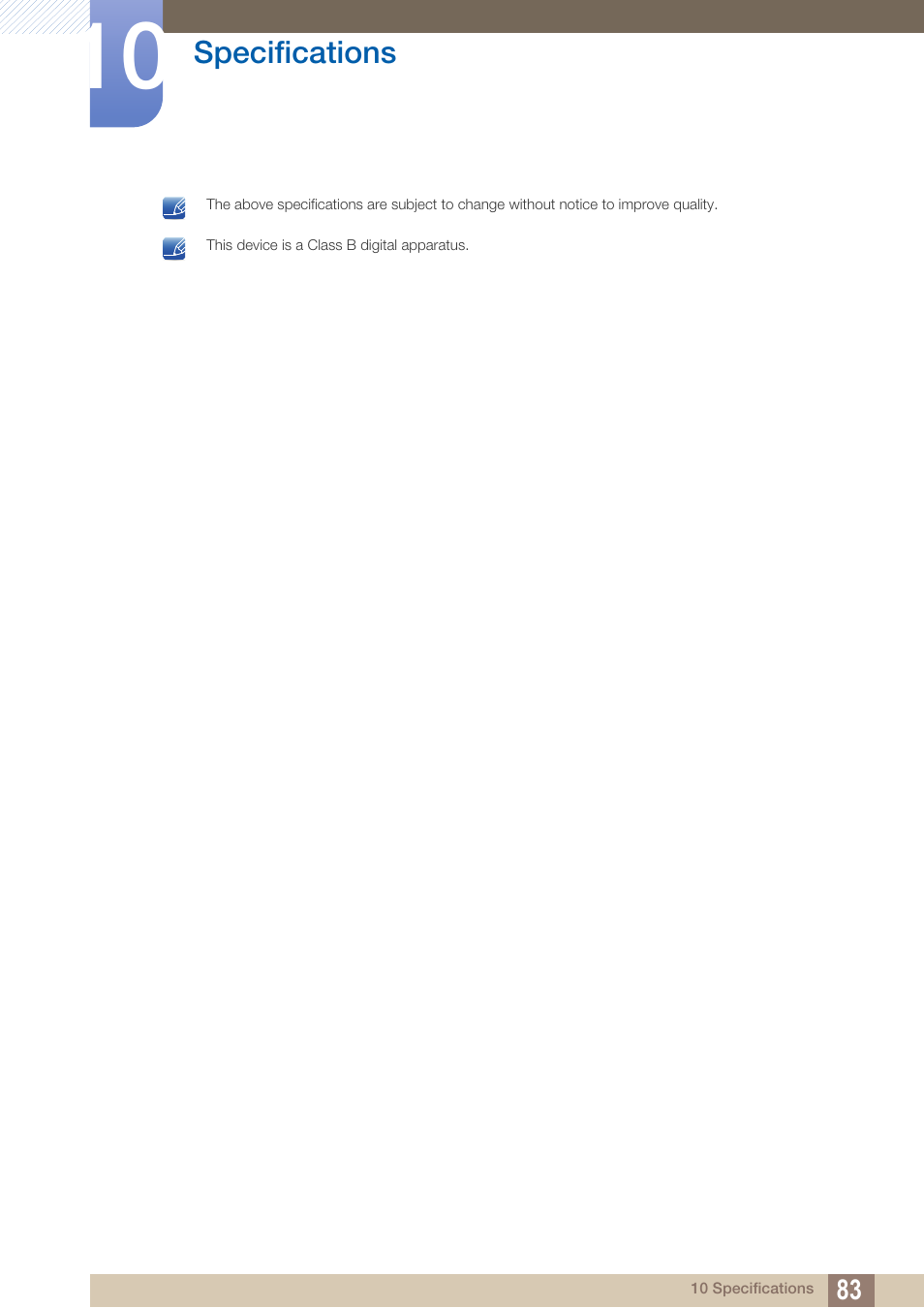 Specifications | Samsung LS19C20KNY-ZA User Manual | Page 83 / 111