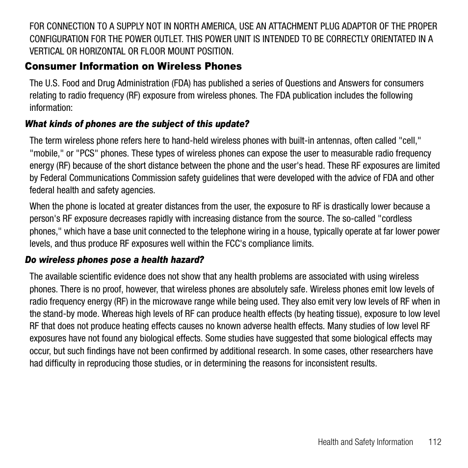 Consumer information on wireless phones, Do wireless phones pose a health hazard | Samsung SGH-T229SRATMB User Manual | Page 115 / 140