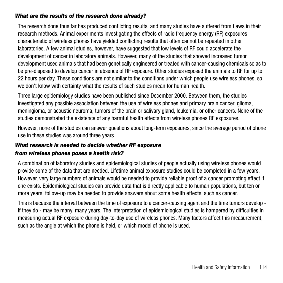 What are the results of the research done already | Samsung SGH-T229SRATMB User Manual | Page 117 / 140
