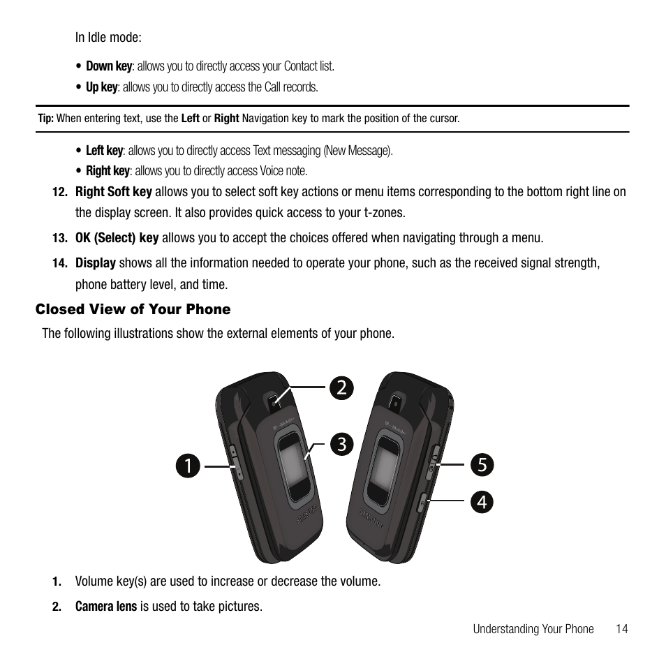 Closed view of your phone | Samsung SGH-T229SRATMB User Manual | Page 17 / 140