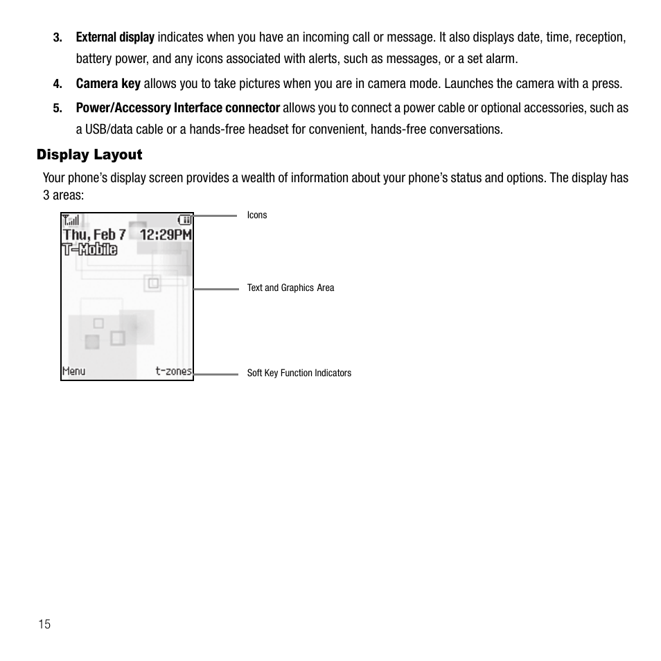 Display layout | Samsung SGH-T229SRATMB User Manual | Page 18 / 140