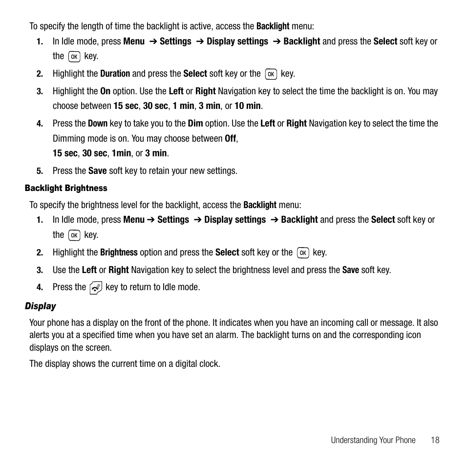 Display | Samsung SGH-T229SRATMB User Manual | Page 21 / 140