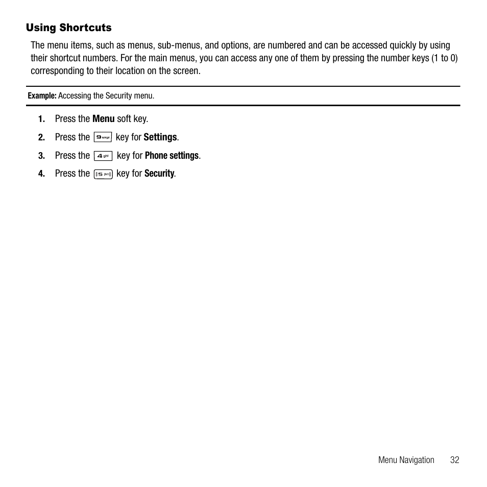 Using shortcuts | Samsung SGH-T229SRATMB User Manual | Page 35 / 140