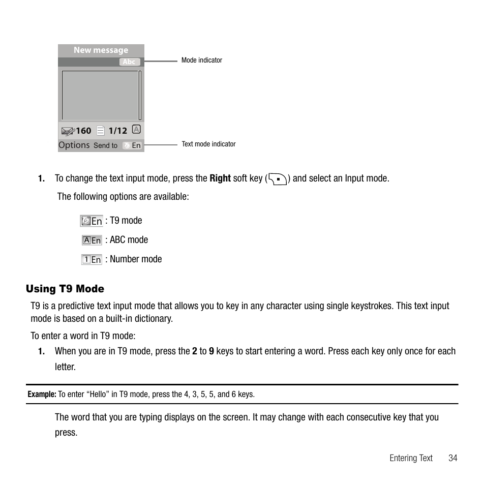 Using t9 mode | Samsung SGH-T229SRATMB User Manual | Page 37 / 140