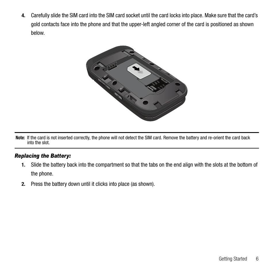 Replacing the battery | Samsung SGH-T229SRATMB User Manual | Page 9 / 140