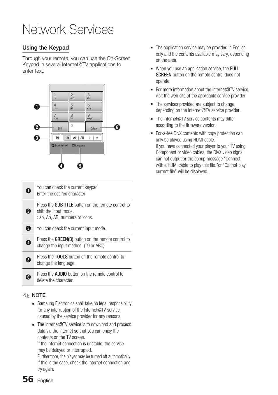 Network services | Samsung BD-C6900-XAA User Manual | Page 56 / 71