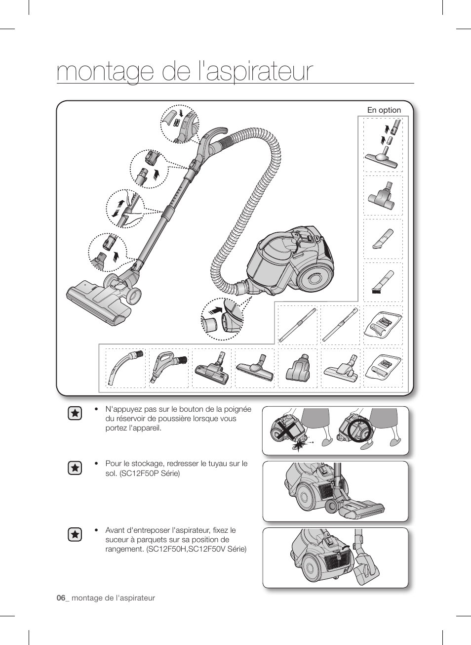 Montage de l'aspirateur | Samsung VC12F50PRJC-AA User Manual | Page 30 / 72