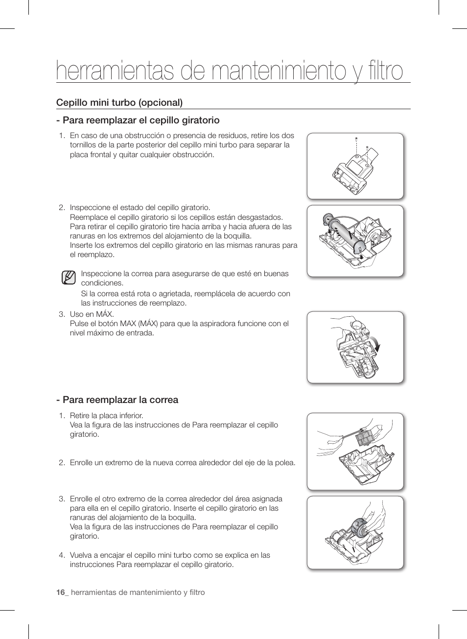 Herramientas de mantenimiento y filtro | Samsung VC12F50PRJC-AA User Manual | Page 64 / 72