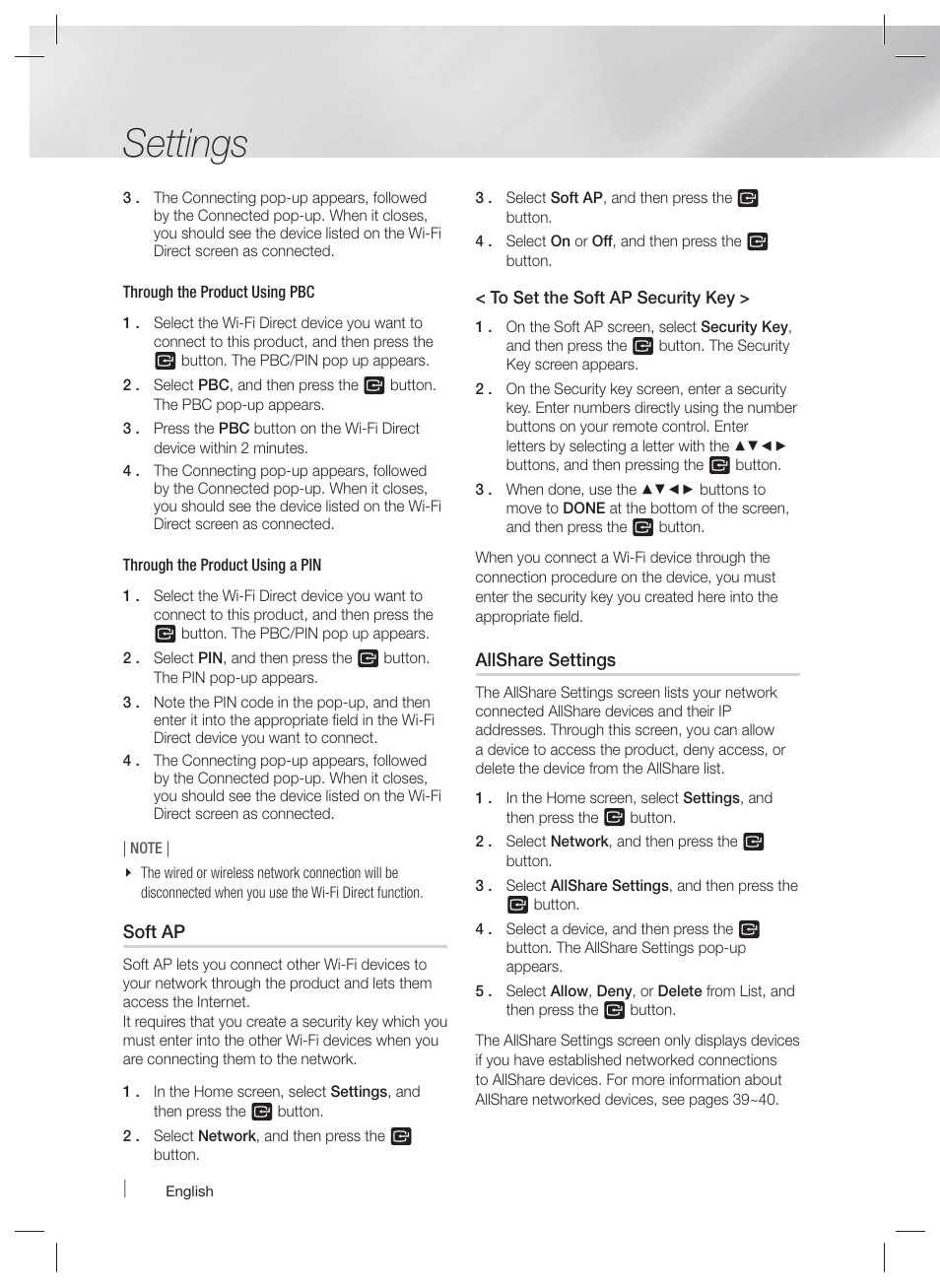Settings | Samsung HT-E6730W-ZA User Manual | Page 36 / 67