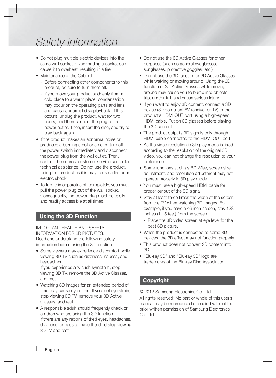 Safety information | Samsung HT-E6730W-ZA User Manual | Page 4 / 67