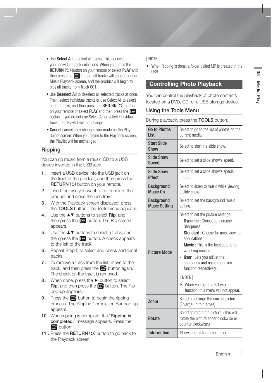 Controlling photo playback | Samsung HT-E6730W-ZA User Manual | Page 47 / 67