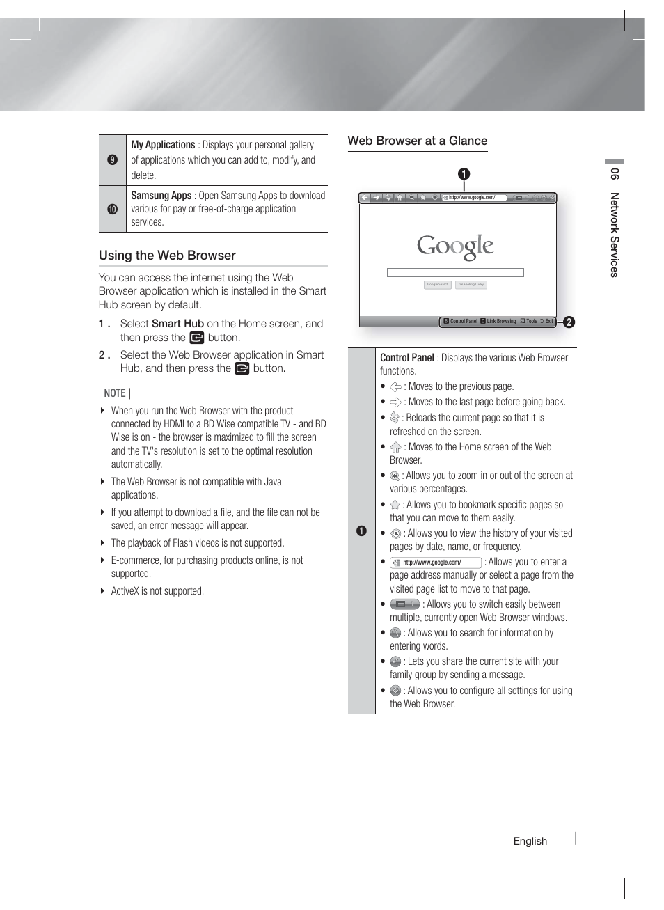 Using the web browser | Samsung HT-E6730W-ZA User Manual | Page 53 / 67
