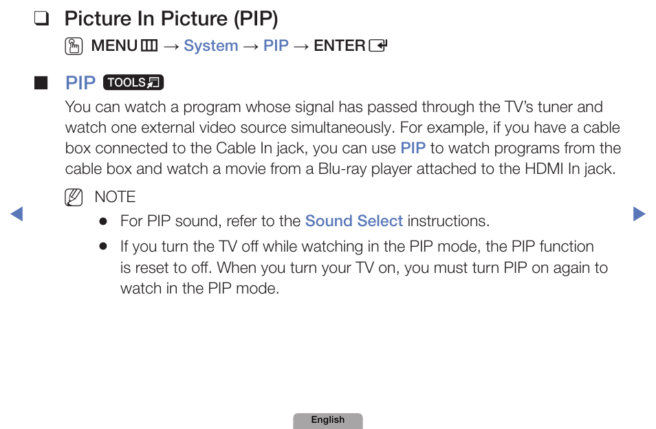 Picture❑in❑picture❑(pip) | Samsung UN32D4000NDXZA User Manual | Page 103 / 201