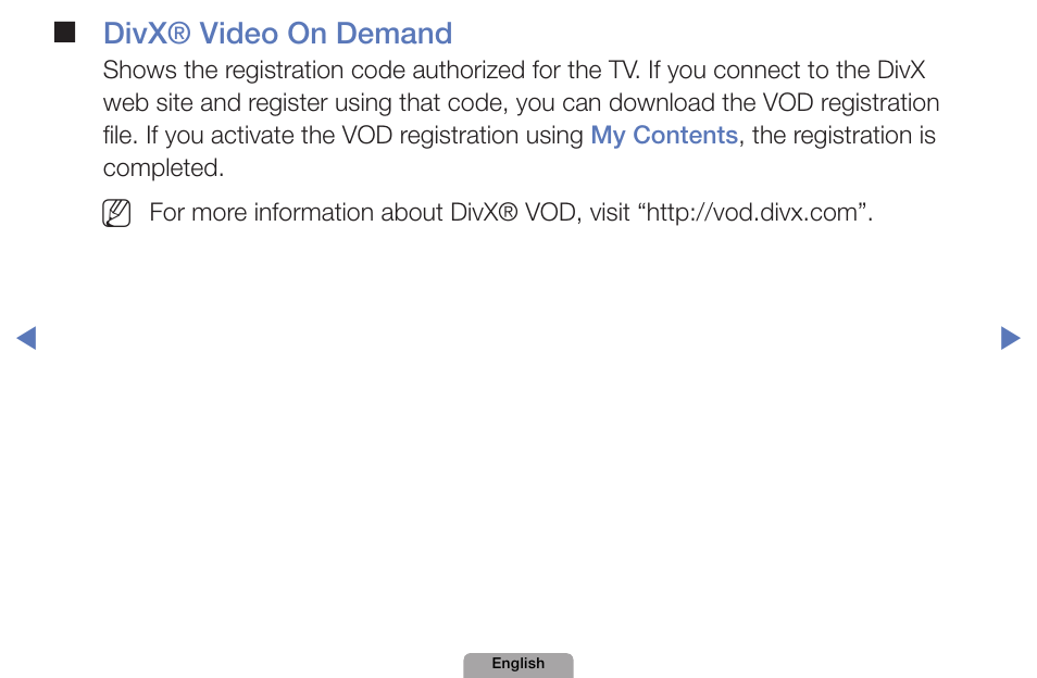 Divx®❑video❑on❑demand | Samsung UN32D4000NDXZA User Manual | Page 118 / 201