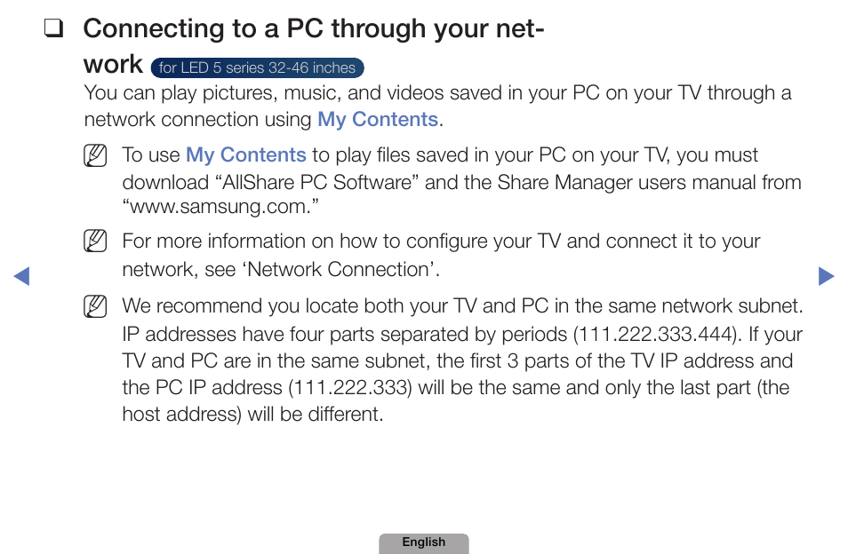 Connecting❑to❑a❑pc❑through❑your❑net- work | Samsung UN32D4000NDXZA User Manual | Page 139 / 201