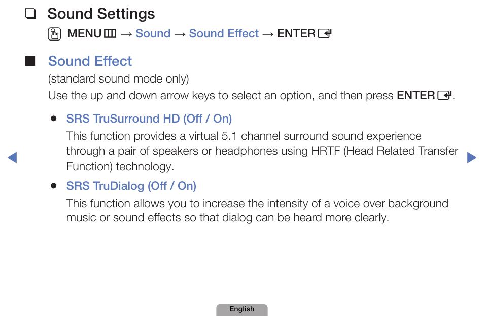 Sound❑settings | Samsung UN32D4000NDXZA User Manual | Page 44 / 201