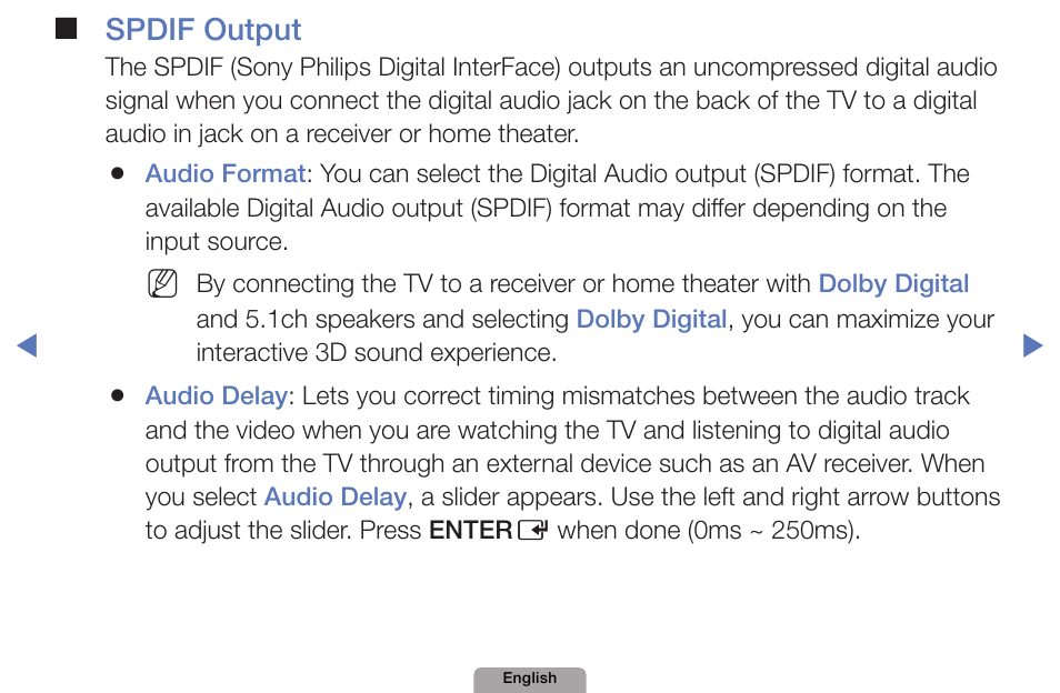 Spdif❑output | Samsung UN32D4000NDXZA User Manual | Page 48 / 201