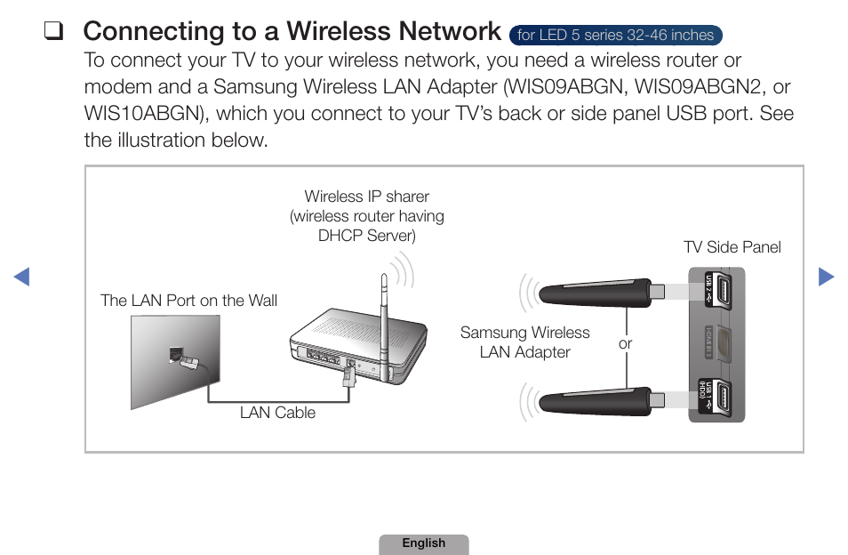 Connecting❑to❑a❑wireless❑network | Samsung UN32D4000NDXZA User Manual | Page 63 / 201